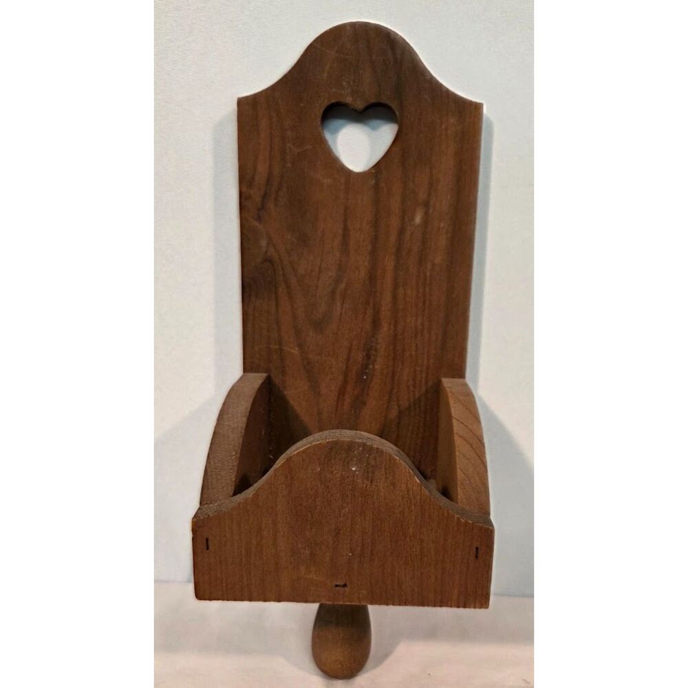Rustic Wooden Heart Wall Candle Sconce Taper Holder